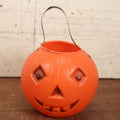 Lot 043 - Vintage Halloween Pumpkin Jack-O-Lantern J.O.L. Blow Mold Candy Bucket With Handle - Lighter Black Face
