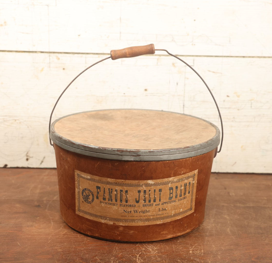 Lot 044 - Antique Famous Jelly Beans Bucket Store Container With Original Paper Label, By Coughlin Bros. Co., Inc., Confectioners, Syracuse, N.Y.