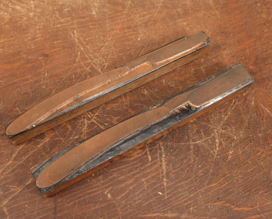 Lot 045 - Pair Of Antique Straight Razor Barbershop Advertising Printing Blocks, George Wostenholm & Sons, Sheffield