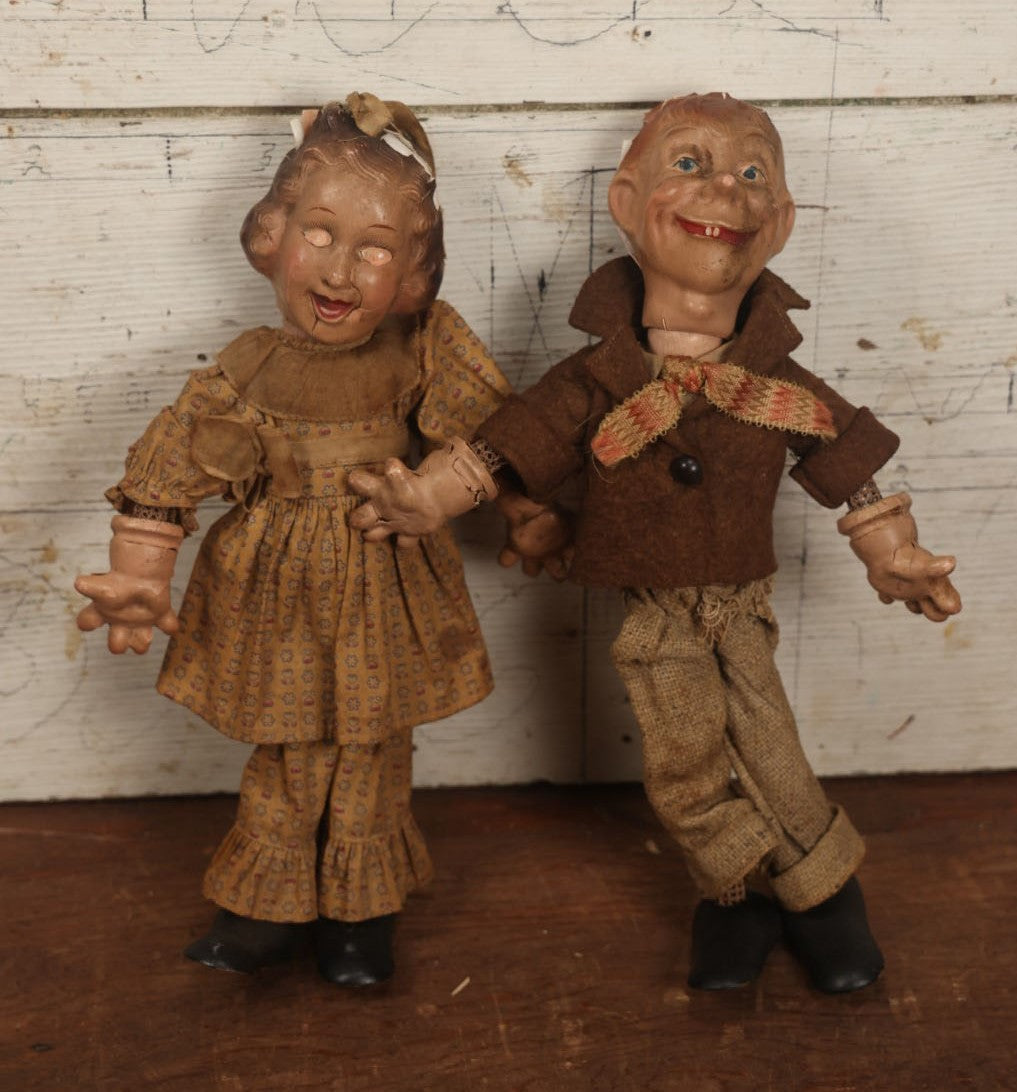 Lot 050 - Pair Of Vintage Dolls, Mortimer Snerd & Fanny Brice, Ideal Composition Dolls, Circa 1938, With "Flexy" Metal Frames