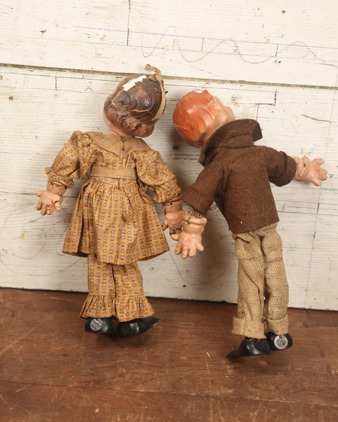 Lot 050 - Pair Of Vintage Dolls, Mortimer Snerd & Fanny Brice, Ideal Composition Dolls, Circa 1938, With "Flexy" Metal Frames