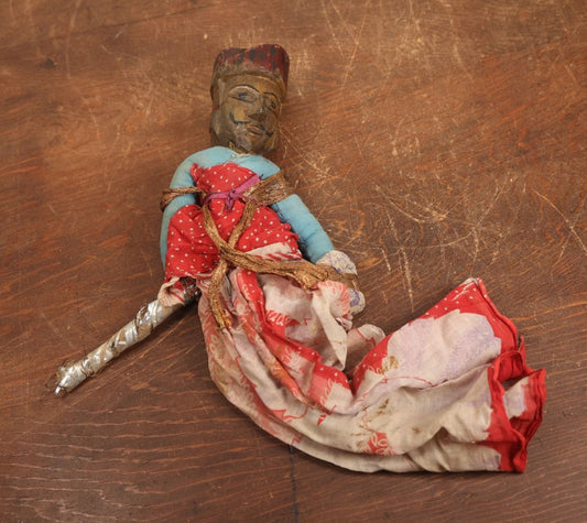 Lot 051 - Vintage Hand Carved Double-Face Eastern Puppet, Possibly Indian, Burmese, Note No Legs