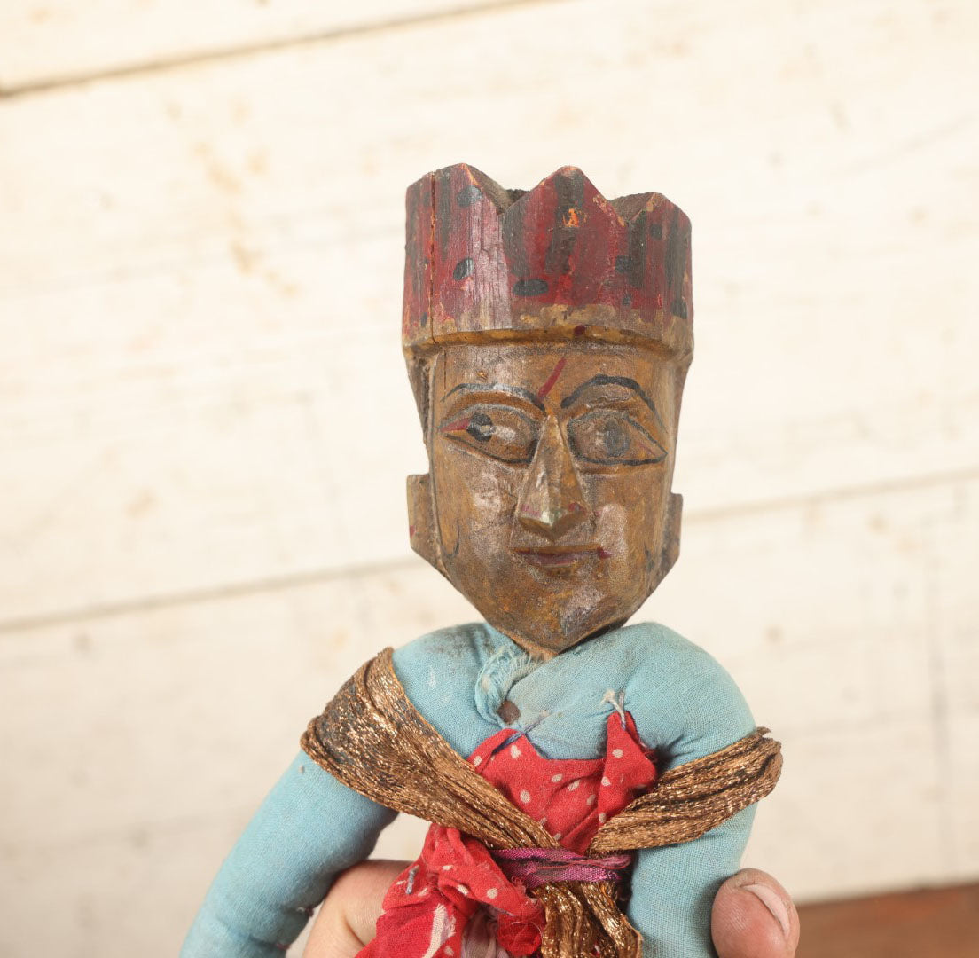 Lot 051 - Vintage Hand Carved Double-Face Eastern Puppet, Possibly Indian, Burmese, Note No Legs