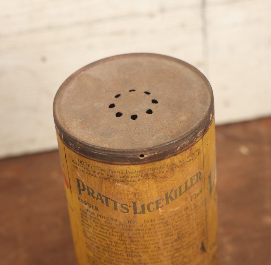 Lot 053 - Antique Pratt's Lice Killer Veterinary Medicine Tin, For Poultry, Cows, Horses, Hods, Dogs, Cats, And Plants, Pratt Food Co.,