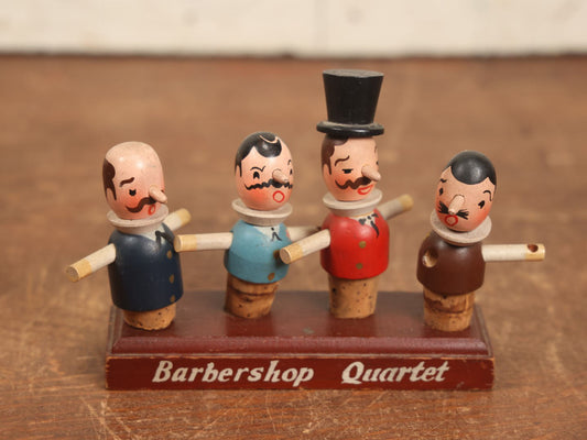 Lot 056 - Vintage Novelty Barbershop Quartet Cork Set With Stand, Barback Display