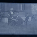 Lot 064 - Antique Glass Photo Negative, Single, Of A Group Of Men And Women Playing Cards Outdoors, Likely From Or Around Mendon, Massachusetts, New England, Circa 1900