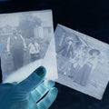 Lot 065 - Antique Glass Photo Negatives, Pair, Portly Man And Boy, And Three Women In Costumes, One Dressed As Fortune Teller / Gypsy, Likely From Or Around Mendon, Massachusetts, New England, Circa 1900