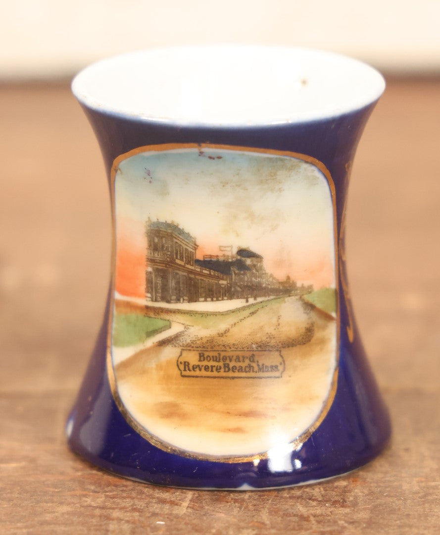 Lot 072 - Vintage Porcelain Toothpick Holder Showing Revere Beach, Massachusetts, Signed J.H. Trask, Wheelock, Made In Germany