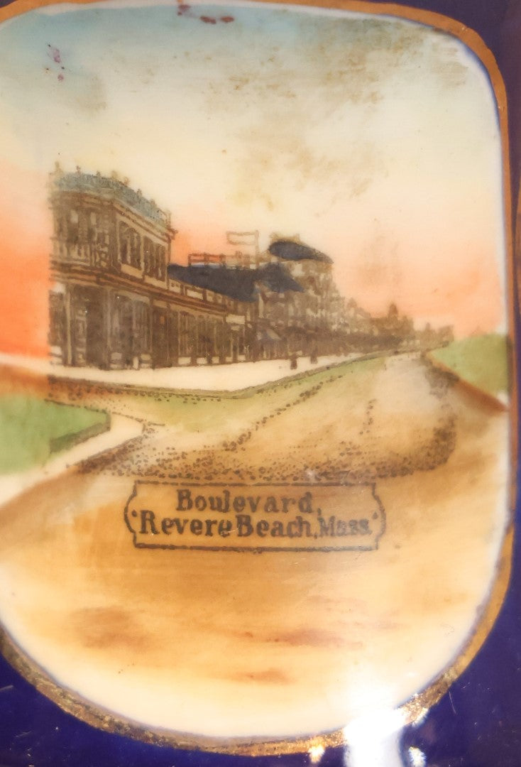 Lot 072 - Vintage Porcelain Toothpick Holder Showing Revere Beach, Massachusetts, Signed J.H. Trask, Wheelock, Made In Germany