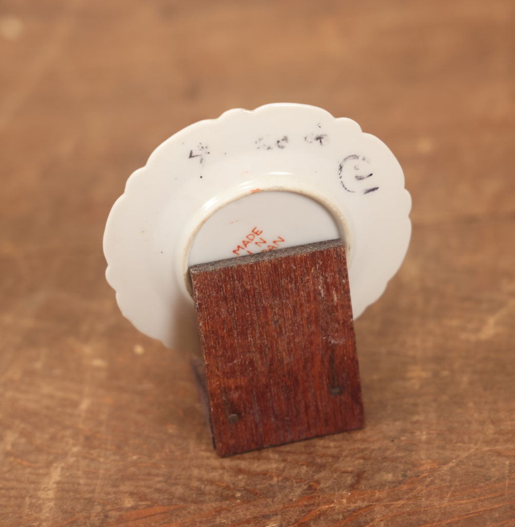 Lot 073 - Vintager Cup And Saucer Glued To Wooden Display, Souvenir Of Junction City, Kansas, Depicting Native American Man