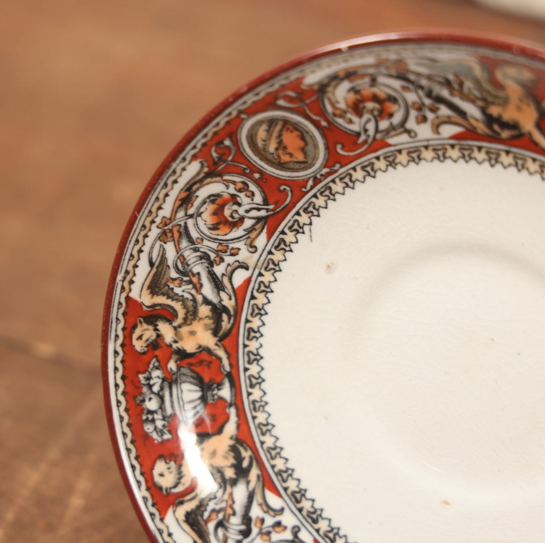 Lot 075 - Antique Gryffin Small Plate, Minton, England, Florentine Pattern, Circa 1870