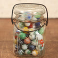 Lot 078 - Acme Mason Jar Full Of Various Assorted Vintage And Antique Marbles