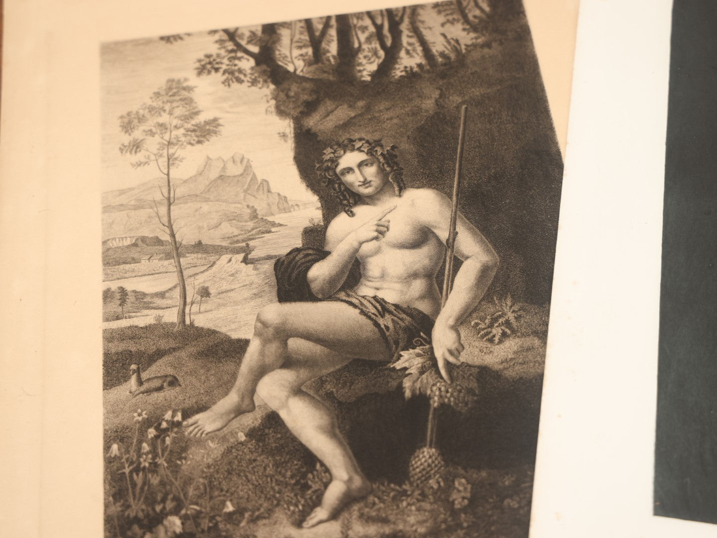 Lot 083 - Grouping Of Seven Dramatic Antique Engravings And Prints, Including Lucifer Statue, Mars And Venus, Jupiter And Antiope, Bacchus, Child In Creepy Mask, And More