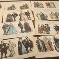 Lot 085 - Grouping Of Sixteen Antique German Hand Colored Lithograph Fashion Prints, From A Book, Including Nuns, Friars, And More, Note Various Wear And Tear