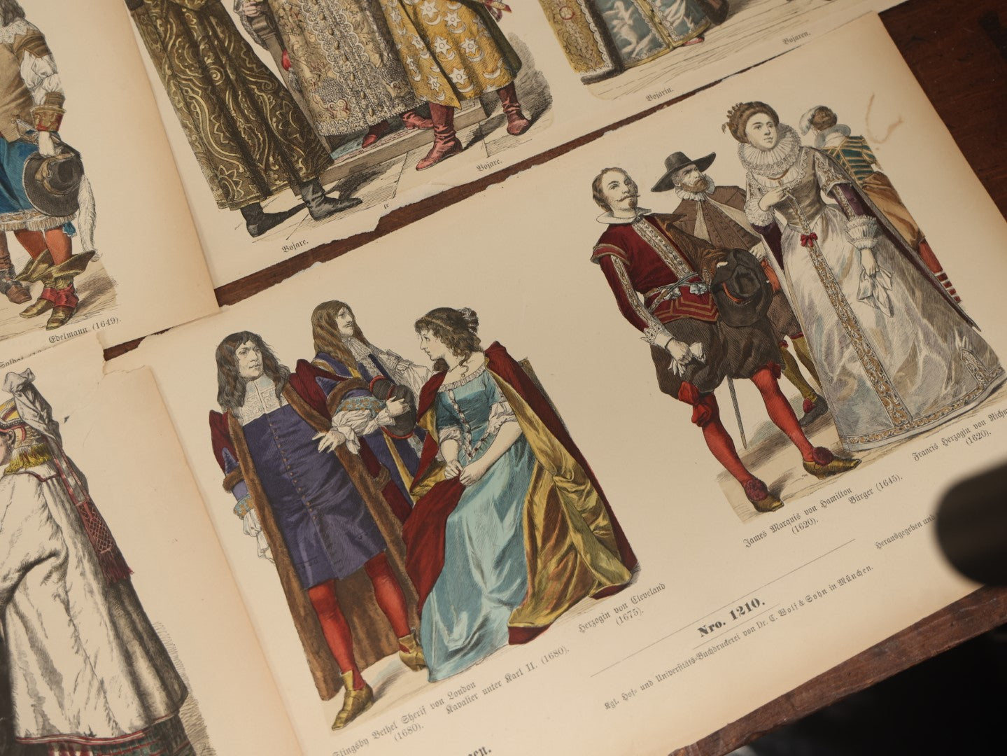 Lot 085 - Grouping Of Sixteen Antique German Hand Colored Lithograph Fashion Prints, From A Book, Including Nuns, Friars, And More, Note Various Wear And Tear