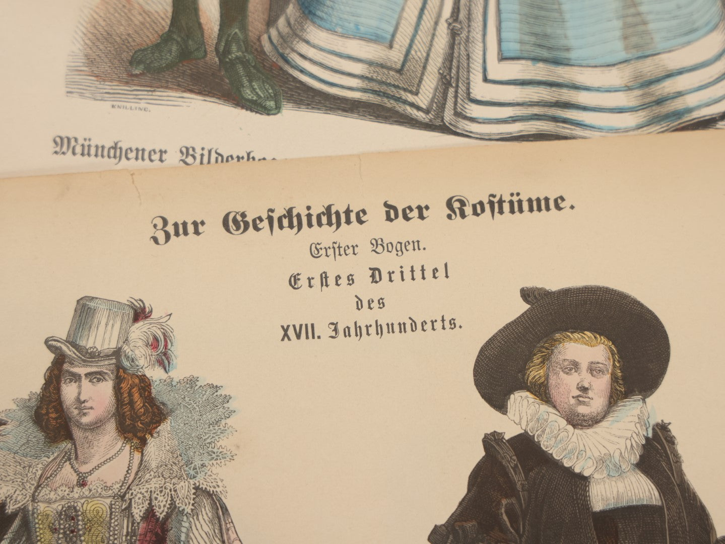 Lot 085 - Grouping Of Sixteen Antique German Hand Colored Lithograph Fashion Prints, From A Book, Including Nuns, Friars, And More, Note Various Wear And Tear