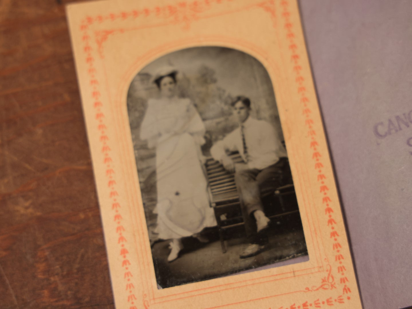 Lot 088 - Grouping Of Four Duplicate Tintypes Of Couple In Paper Folders From Canobie Lake Studio, New Hampshire