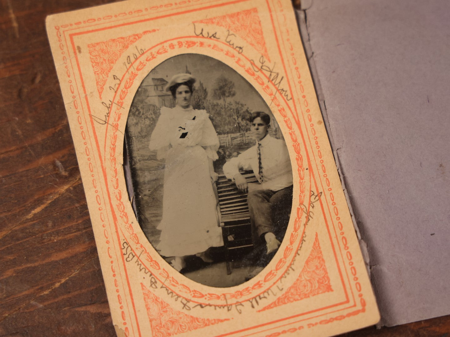 Lot 088 - Grouping Of Four Duplicate Tintypes Of Couple In Paper Folders From Canobie Lake Studio, New Hampshire