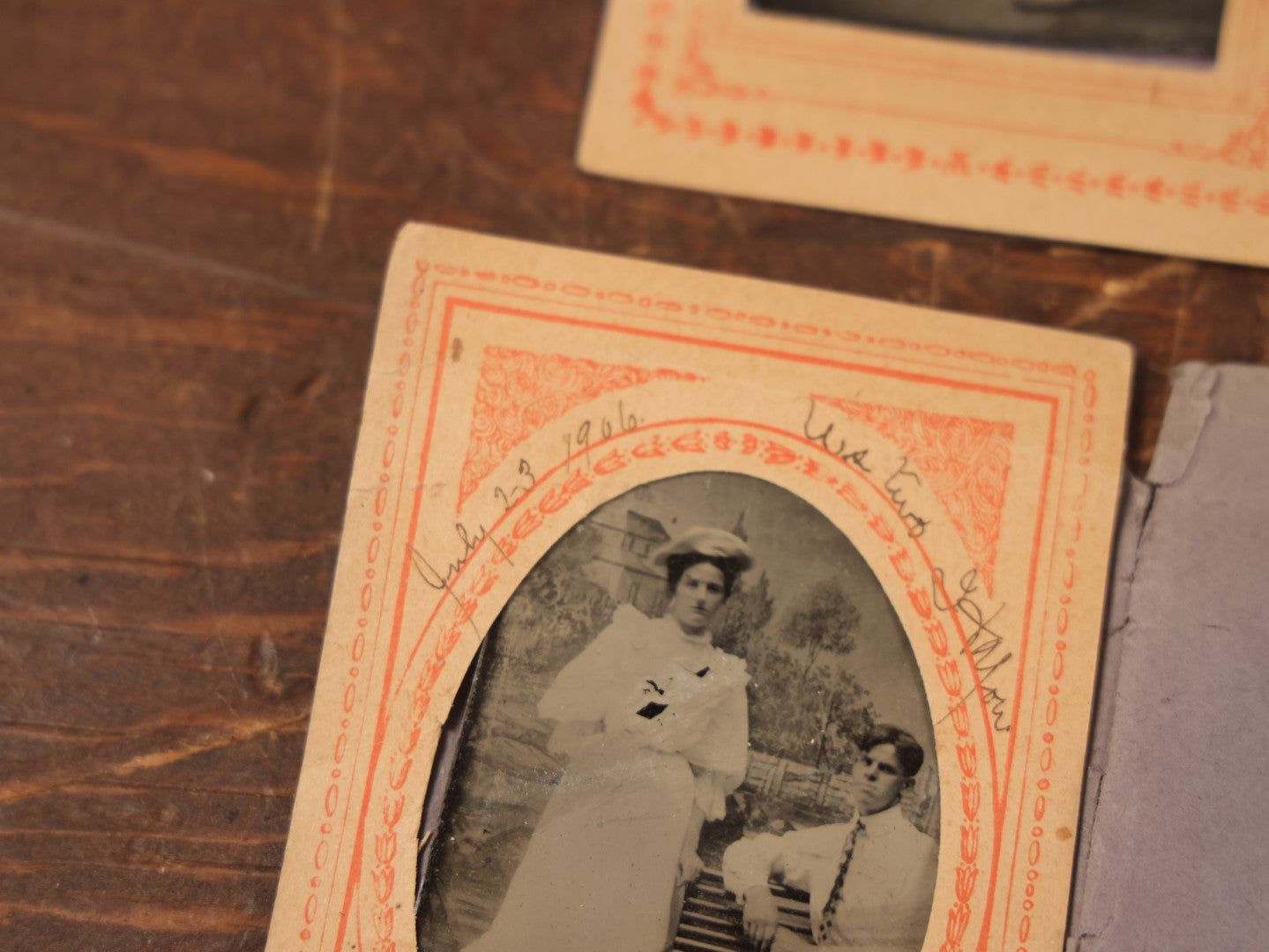 Lot 088 - Grouping Of Four Duplicate Tintypes Of Couple In Paper Folders From Canobie Lake Studio, New Hampshire