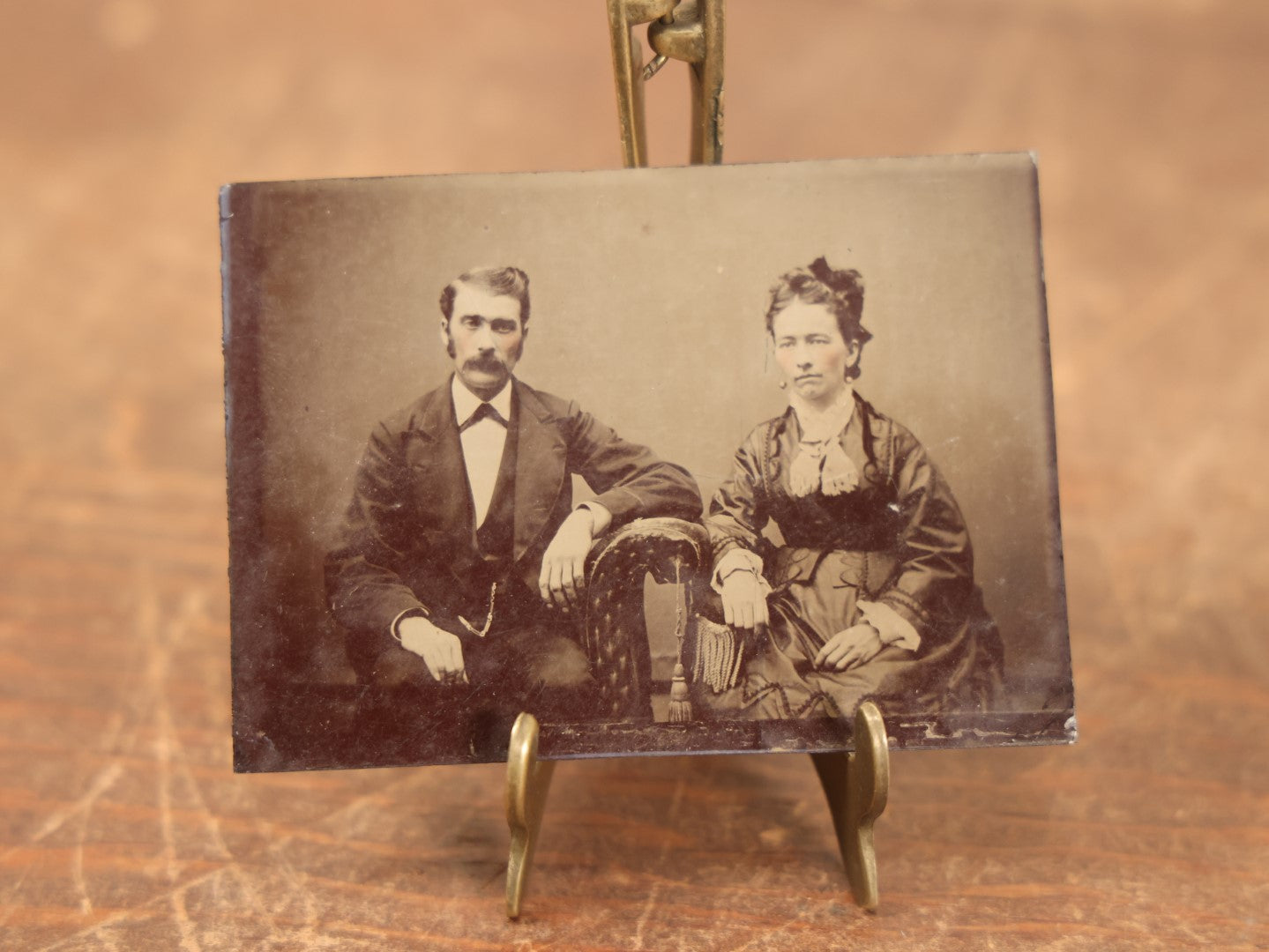 Lot 099 - Single Tintype Photo, Landscape Oriented Couples Portrait, Man And Woman