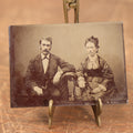 Lot 099 - Single Tintype Photo, Landscape Oriented Couples Portrait, Man And Woman