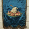 Lot 008 - Antique Independent Order Of Odd Fellows I.O.O.F. Hand Painted Encampment Banner - Sack, Sandals, Staff, On Blue  Background - 18" x 23"