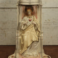 Lot 015 - Vintage Chalkware Sacred Heart Of Jesus In Candle Holder Altar, Copyright 1934 Mark