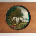 Lot 044 - Antique Hand Painted Magic Lantern Slide, White Flower Among Other Foliage, Night Sky With Moon, By Pond