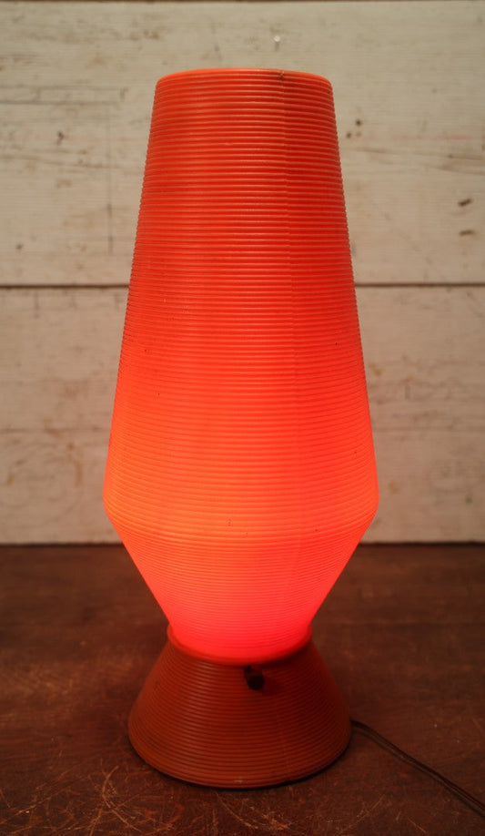 Lot 047 - Vintage Mid-Century Modern Beehive Accent Lamp, Blow Mold Plastic, Orange Color, Marked Patent Pending, A-Bee Synd. N.Y.C., 18" Tall