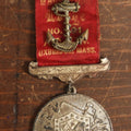 Lot 058 - Antique Ancient Order Of United Workmen A.O.U.M. Ribbon And Medallion, Wacantuck Lodge No 191, Uxbridge, Massachusetts, C.H.P., With Anchor Charm, By The Boston Regalia Company, Missing Pin
