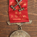 Lot 060 - Antique Ancient Order Of United Workmen A.O.U.M. Ribbon And Medallion, Wacantuck Lodge No 191, Uxbridge, Massachusetts, C.H.P., With Crossed Gavels Charm, By The Boston Regalia Company