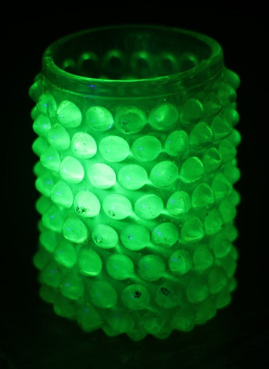 Lot 079 - Vintage Uranium Depression Glass Hobnail Toothpick Holder