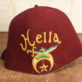 Lot 084 - Vintage Red "Hella" Masonic Shriners Fez With Emblem, Black Tassle, Missing Interior Band, Gem In Emblem