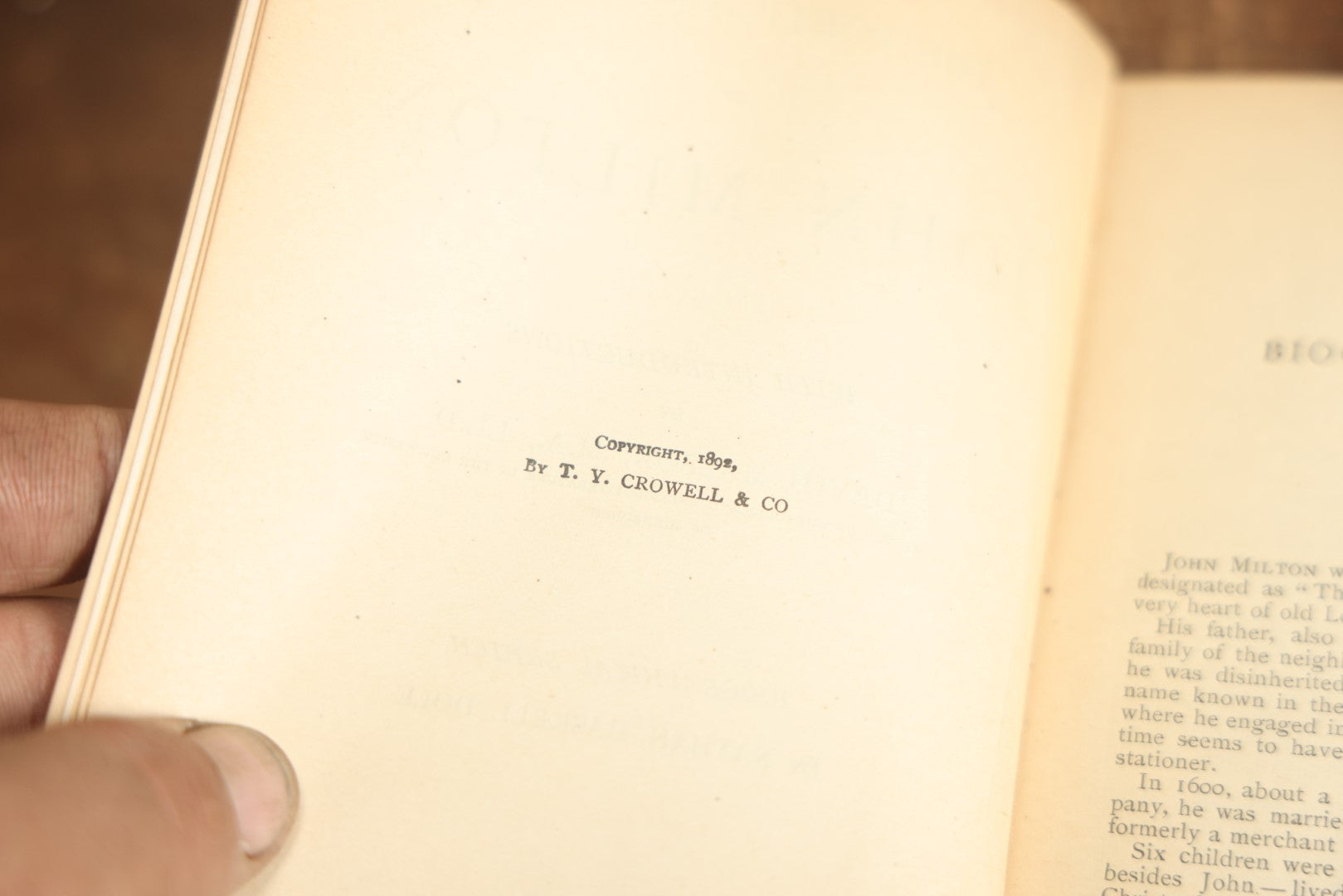 Lot 086 - "The Poetical Works Of John Milton" Antique Book, Copyright 1892 By T.Y. Crowell & Co., Including Paradise Lost And More