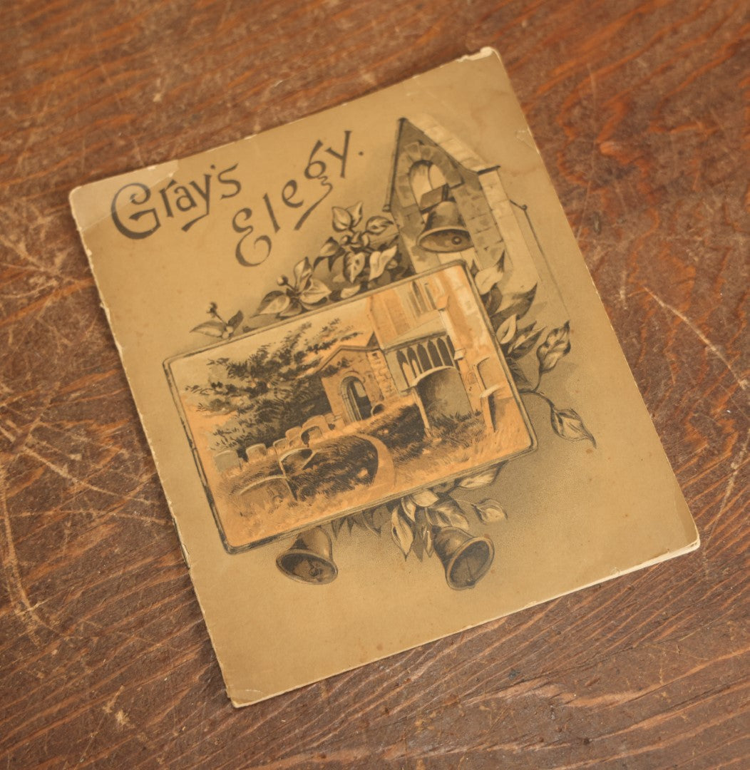 Lot 095 - "Gray's Elegy" Antique Booklet, "An Elegy Written In A Country Churchyard" By Thomas Gray, With Cemetery Illustrations, Note Cover Detached