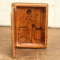 Lot 003 - Antique Russian Folk Art Cigarette Box With Pyrography Wood Burned Nude Woman, Windmill Scene, 1923, Post Russian Civil War