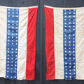 Lot 005 - Pair Of Vintage Patriotic Bunting, Stars And Bars, American Flag Variants, 4' x 6', By Everwear Bunting, Early To Mid 20th Century
