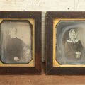 Lot 009 - Pair Of Half Plate Daguerreotype Photographs Of An Elderly Couple, Likely Born In The 18th Century, In Custom Made Frames, Resealed