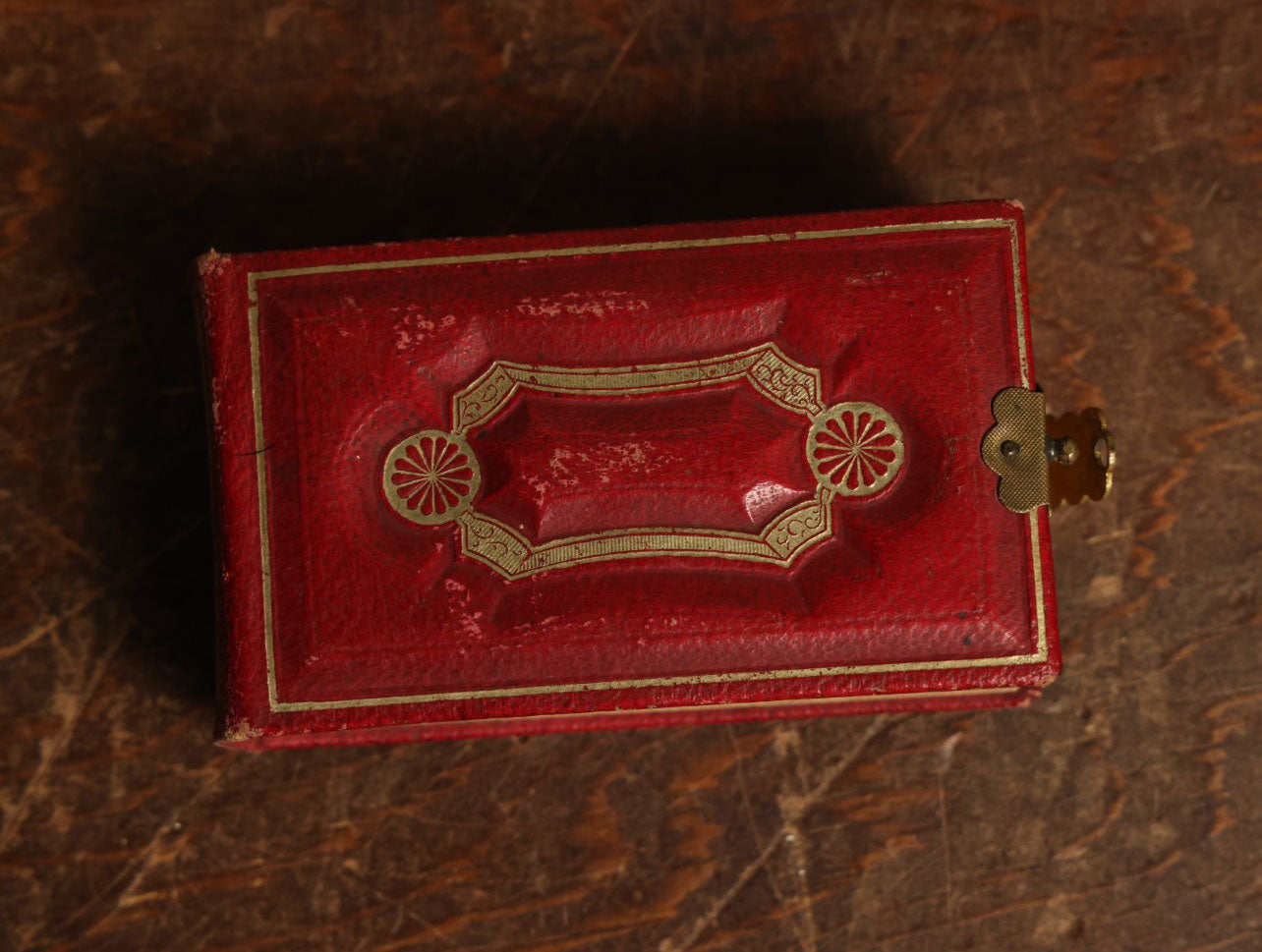 Lot 014 - Antique Gem Tintype Photo Album, Belonging To Ella Lo Whitney, From Her Teacher Sarah Barnard, Completely Full Containing 48 Photographs, Gold Embellishments On Cover