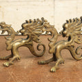 Lot 017 - Pair Of Antique Cast Brass Griffin Ornaments, Likely Were Once Candle Holders