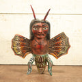 Lot 018 - Vintage Mexican Folk Art Butterfly Man Mask, Hand Carved And Hand Painted Wood, No String