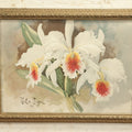 Lot 026 - Antique Chromolithograph, White Orchids By Paul De Longpre (French, 1855-1911) In Frame