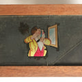 Lot 038 - Antique Hand Painted Animated Magic Lantern Motion Slide, Shaving Man Cuts Face When Cat Scares Him