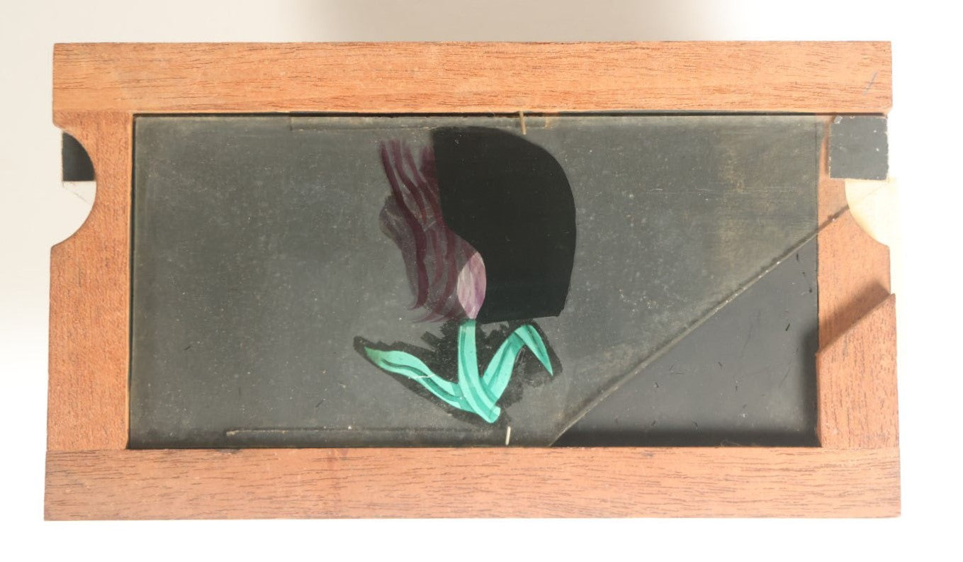 Lot 040 - Antique Hand Painted Animated Magic Lantern Motion Slide, Fairy Flower Lady Blooming Out Of Flower