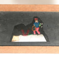 Lot 042 - Antique Hand Painted Animated Magic Lantern Motion Slide, Schoolboy With Chalk Tablet Falls Down Open Manhole