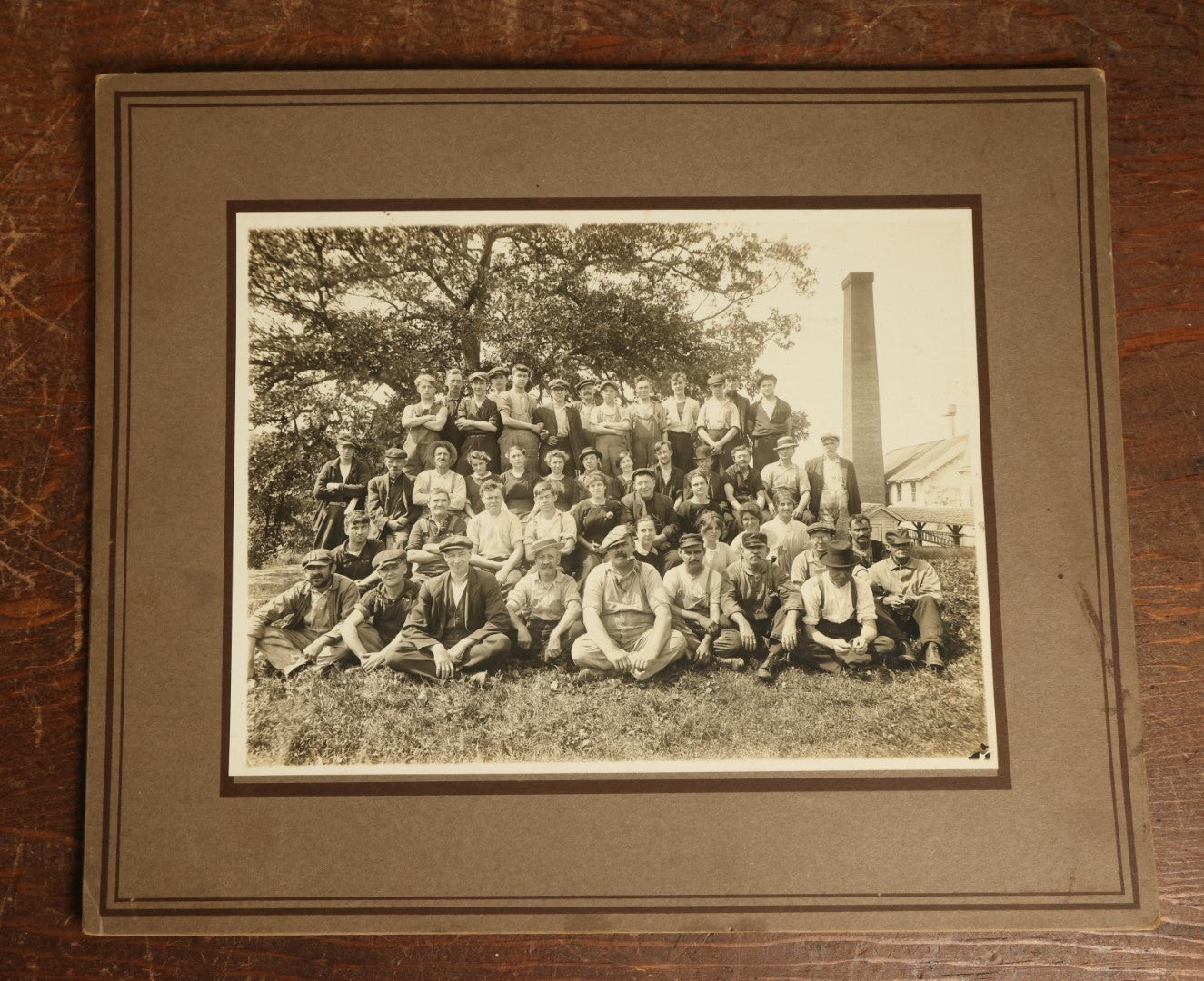 Lot 056 - Trio Of Antique Boarded Occupational Photos Of A Factory And Its Workers, Interior And Exterior, Including Machinery, Flange Signs, And More