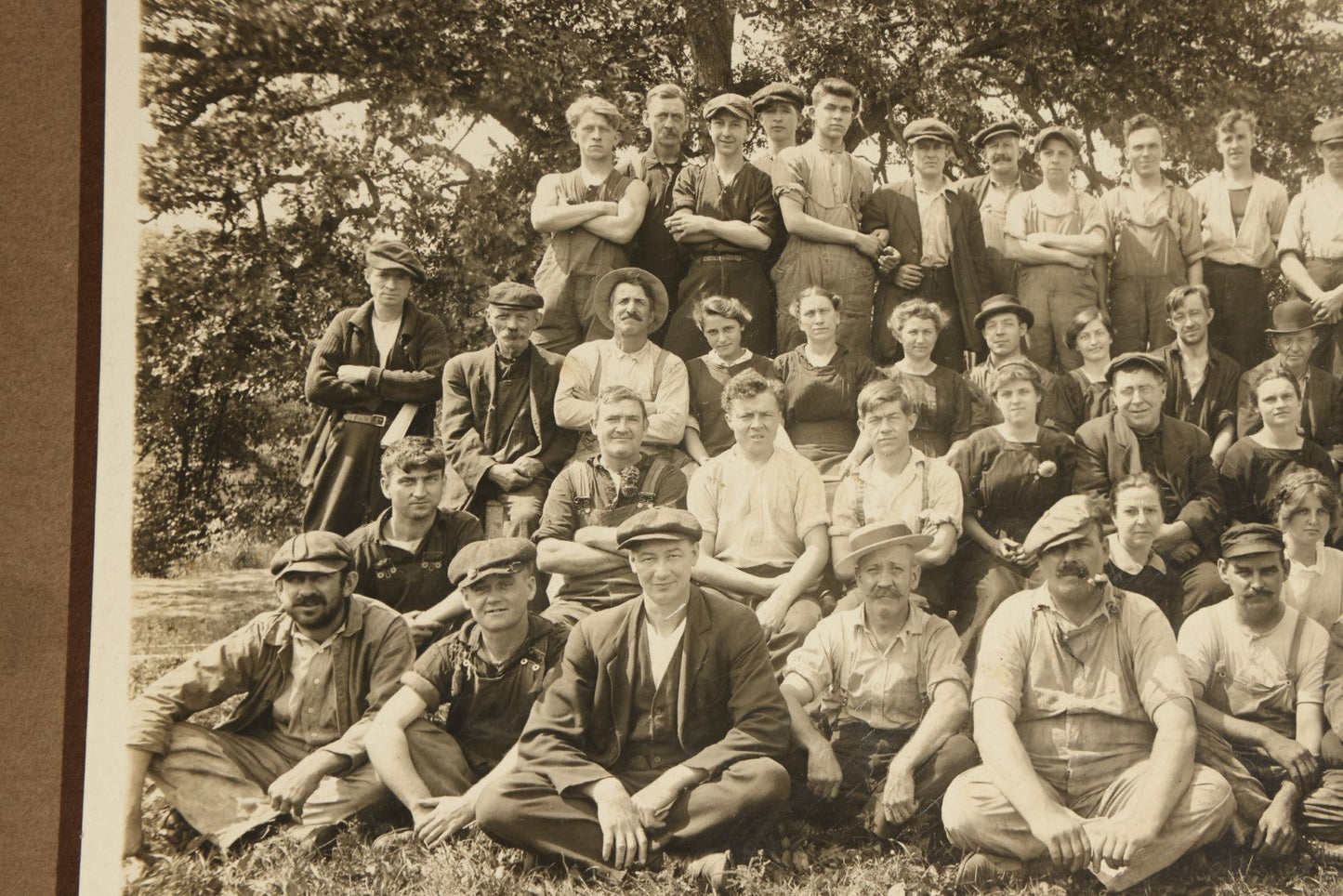 Lot 056 - Trio Of Antique Boarded Occupational Photos Of A Factory And Its Workers, Interior And Exterior, Including Machinery, Flange Signs, And More