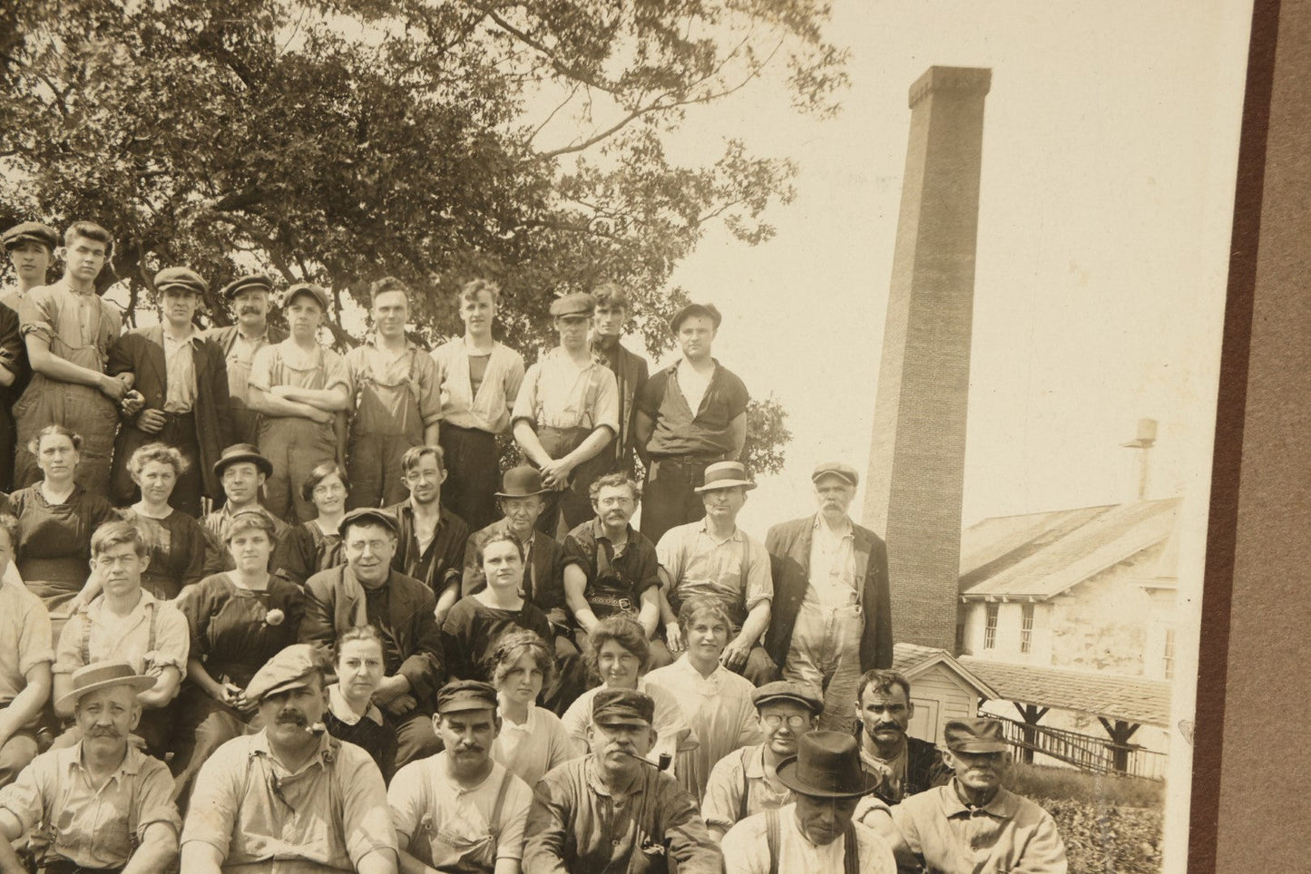 Lot 056 - Trio Of Antique Boarded Occupational Photos Of A Factory And Its Workers, Interior And Exterior, Including Machinery, Flange Signs, And More