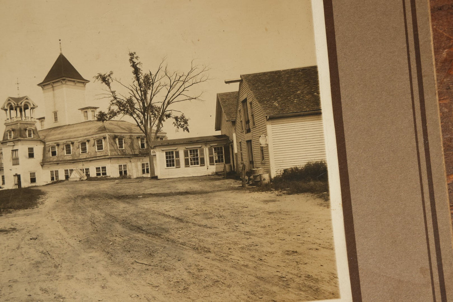 Lot 056 - Trio Of Antique Boarded Occupational Photos Of A Factory And Its Workers, Interior And Exterior, Including Machinery, Flange Signs, And More