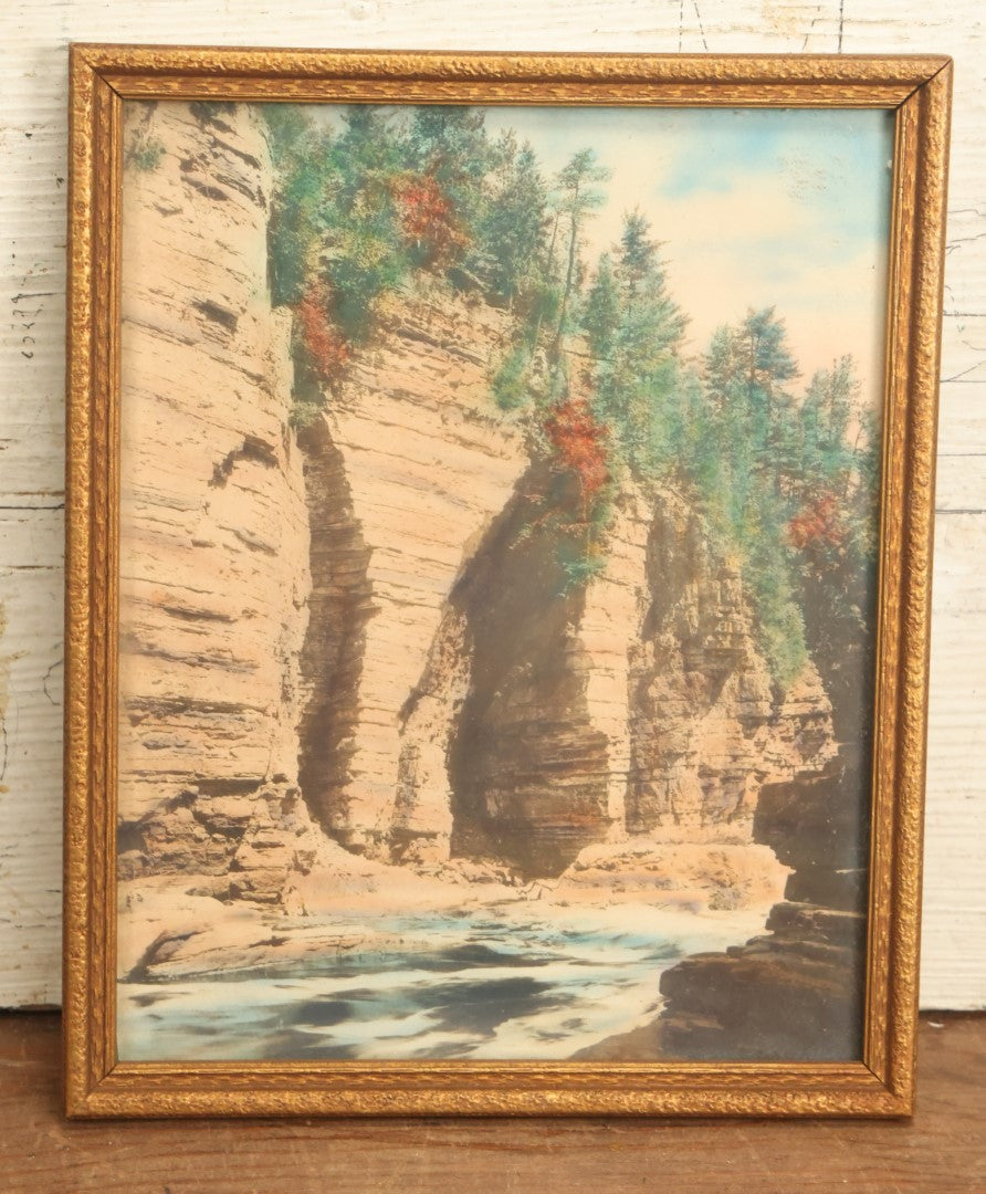 Lot 061 - Antique Hand Colored Photo Of Elephant's Head, Ausable Chasm, New York, In Frame